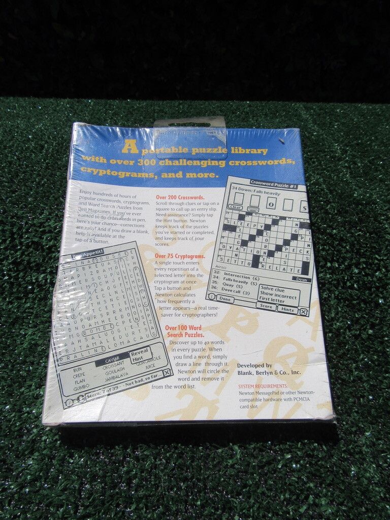 NIP Vintage 1993 StarCore Apple Newton Dell Crossword Puzzles PCMCIA Card.   (I love commercial Newton games, just maybe not $450 love… but nice pictures!!)